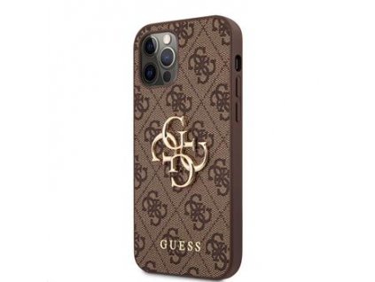 Guess PU 4G Metal Logo Zadní Kryt pro iPhone 12/12 Pro Brown