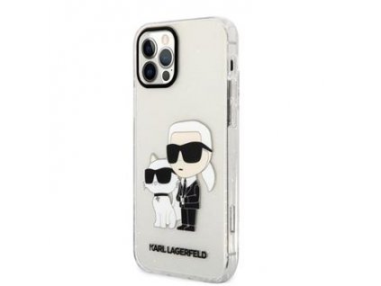 Karl Lagerfeld IML Glitter Karl and Choupette NFT Zadní Kryt pro iPhone 12/12 Pro Transparent