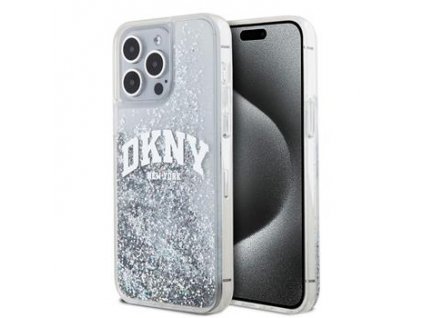 DKNY Liquid Glitter Arch Logo Zadní Kryt pro iPhone 15 Pro Max Transparent