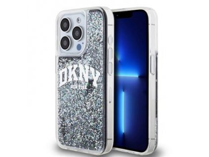 DKNY Liquid Glitter Arch Logo Zadní Kryt pro iPhone 15 Pro Black