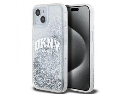 DKNY Liquid Glitter Arch Logo Zadní Kryt pro iPhone 14 Transparent