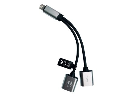 Redukce s nabíjením pro iPhone - Lightning + Lightning - Black