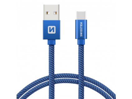 Nabíjecí kabel - Swissten - Textile - USB/USB-C - 1,2m - Modrý