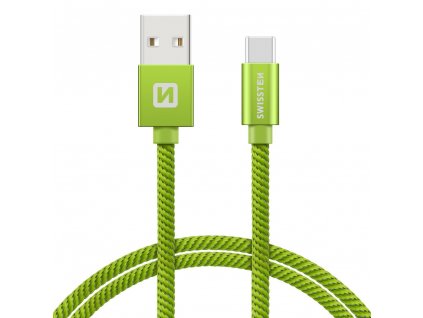 DATOVÝ KABEL SWISSTEN TEXTILE USB / USB-C 1,2 M ZELENÝ