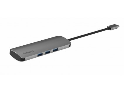 SWISSTEN USB-C HUB 6-IN-1 (USB-C PD, 3X USB 3.0, SD, MICRO SD) ALUMINIUM