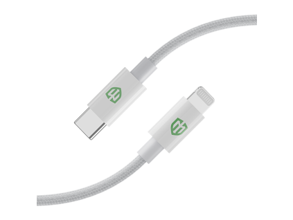 MONK® pletený nylonový kabel USB-C na Lightning 1m bílý