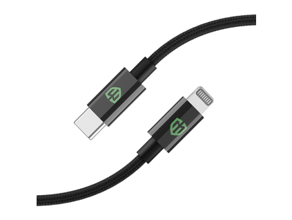 MONK® pletený nylonový kabel USB-C na Lightning 2m černý