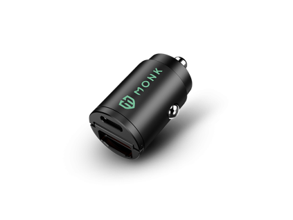 MONK® MINI nabíječka do auta USB-C + USB-A 30W černá