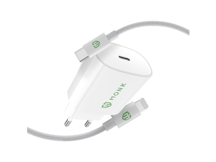 MONK® rychlonabíjecí set 25W adaptér s kabelem USB-C na Lightning 1m 27W bílý