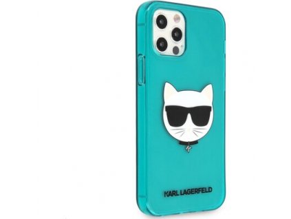 Silikonový kryt - Karl Lagerfeld Choupette Head - iPhone 12 Pro Max - Fluo Blue