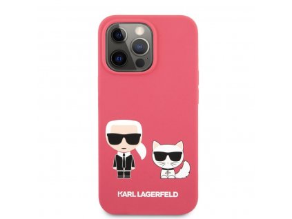 Silikonový kryt - Karl Lagerfeld and Choupette Liquid Silicone - iPhone 13 Pro - Red