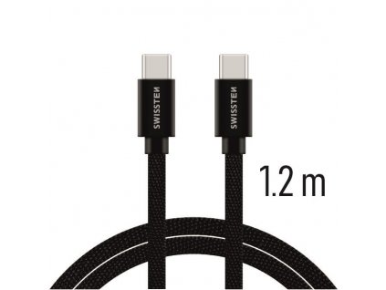 DATOVÝ KABEL SWISSTEN TEXTILE USB-C / USB-C 1,2 M ČERNÝ