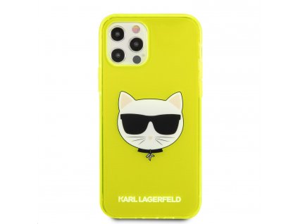 Silikonový kryt - Karl Lagerfeld Choupette Head - iPhone 12/12 Pro - Fluo Yellow