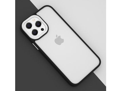 Průhledný kryt s barevným okrajem - iPhone 12 Pro Max - Černá