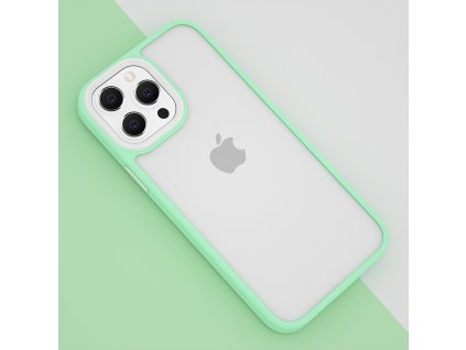 Průhledný kryt s barevným okrajem - iPhone 12/12 Pro - Pastelově zelený