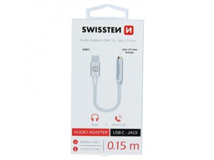 Adaptér - Swissten - USB-C na 3,5mm - Stribrný