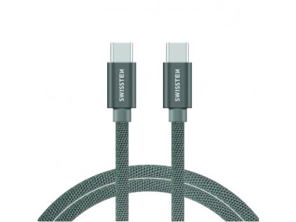 DATOVÝ KABEL SWISSTEN TEXTILE USB-C / USB-C 2,0 M STŘÍBRNÝ