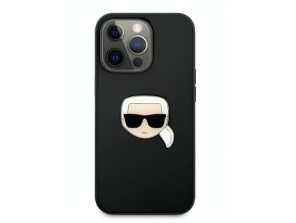 Kožený kryt - Karl Lagerfeld - Karl Head - iPhone 13 Pro - Černá