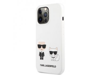 Silikonový kryt - Karl Lagerfeld - Karl and Choupette - iPhone 13 Pro - Bílá