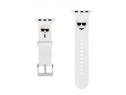 Silikonový řemínek pro Apple Watch - Karl Lagerfeld - Karl and Choupette - 42/44mm - Bílý