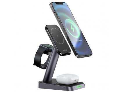 eng pl Acefast Qi Wireless Charger 15W for iPhone with MagSafe Apple Watch and Apple AirPods Stand Holder Magnetic Holder Black E3 black 87658 4