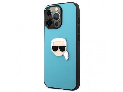 Kožený kryt - Karl Lagerfeld - Karl Head - iPhone 13 Pro - Modrý