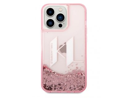 Třpytivý kryt - Karl Lagerfeld - Glitter Big KL Logo - pro iPhone 14 Pro Max - Růžový