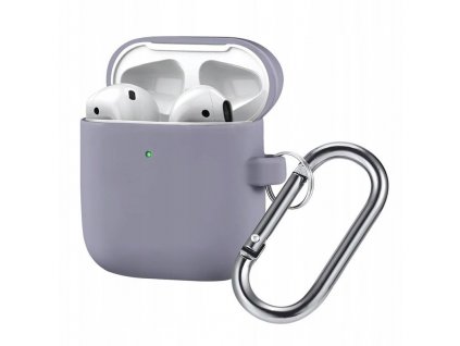 Silikonový kryt s karabinou pro AirPods 1, 2  - Levandulová