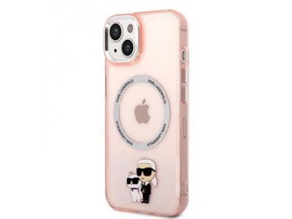 Silikonový kryt - MagSafe - Karl Lagerfeld - IML Karl and Choupette NFT - iPhone 14 Plus - Růžový