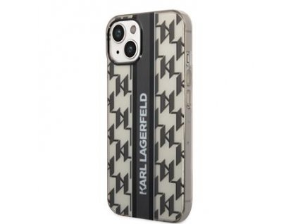 Silikonový kryt - Karl Lagerfeld - Monogram Vertical Stripe - iPhone 14 Plus - Černý