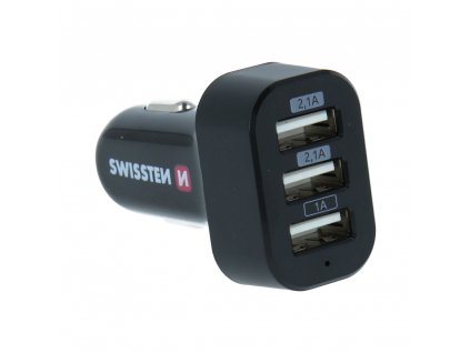 Autoadaptér do zapalování - Swissten - 3x USB-A - 15W - Černý