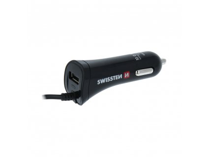 Autoadaptér - Swissten - USB-A/USB-C - Černý