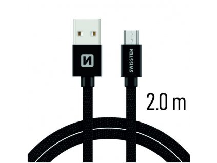 Datový kabel - Swissten - Textile - USB-A na microUSB - 2M - Černý