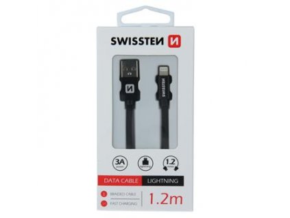 Datový kabel - Swissten - Textile - USB-A na Lightning - 1,2M - Černý