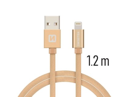 Datový kabel - Swissten - Textile - USB-A na Lightning - 1,2M - Zlatý