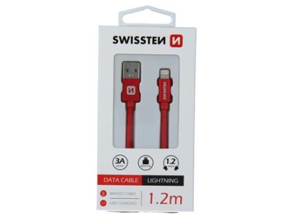 Datový kabel - Swissten - Textile - USB-A na Lightning - 0,2M - Červený