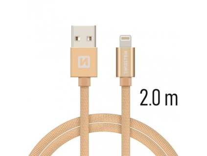 Datový kabel - Swissten - Textile - USB-A na Lightning - 2M - Zlatý