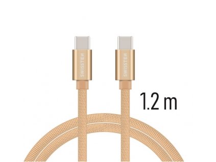 Datový kabel - Swissten - Textile - USB-C na USB-C - 1,2M - Zlatý