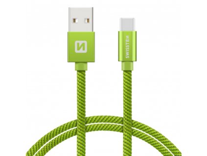 Datový kabel - Swissten - Textile - USB-A na USB-C - 2M - Zelený