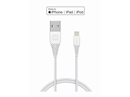 Datový kabel - Swissten - Textile - USB-A na Lightning - 1,2M - Bílý