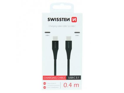 Nabíjecí kabel - Swissten - USB-C na USB-C - 0,4m - Černý