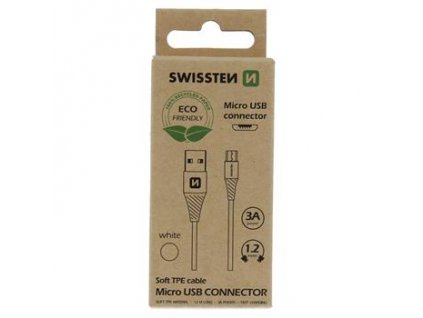Datový kabel - Swissten - USB-A na microUSB - 1,2M - Bílý - EKO BALENÍ