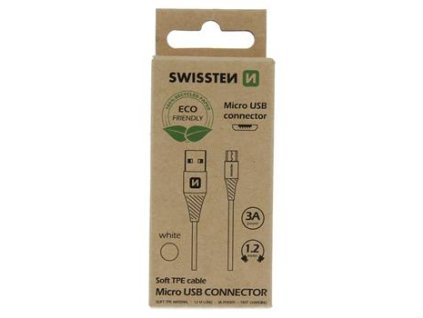 Datový kabel - Swissten - USB-A na microUSB - 1,2M - Bílý - EKO BALENÍ