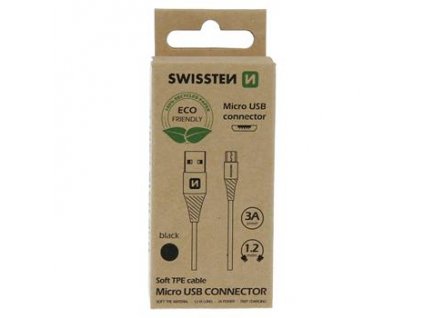 Datový kabel - Swissten - USB-A na microUSB - 1,2M - Černý - ECO BALENÍ