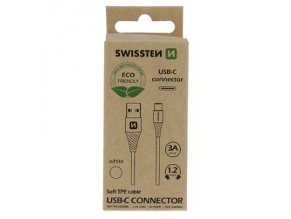 Datový kabel - Swissten - USB-A na USB-C - 1,2M - Bílý - ECO BALENÍ