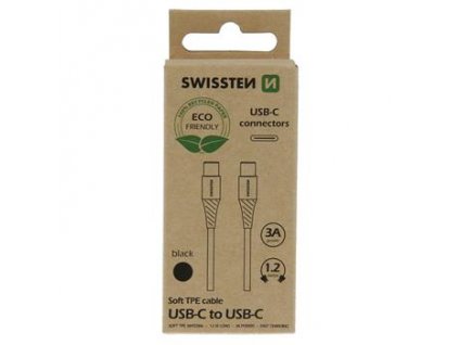 Datový kabel - Swissten - USB-C na USB-C - 1,2M - Černý - ECO BALENÍ