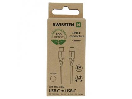 Datový kabel - Swissten - USB-C na USB-C - 1,2M - Bílý - ECO BALENÍ