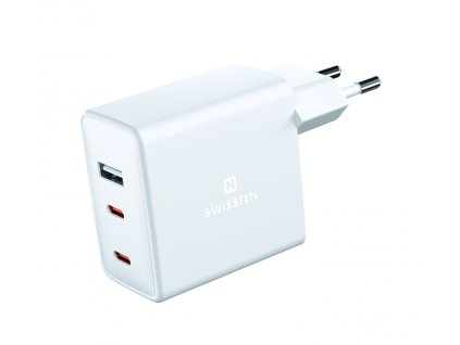 Adaptér - Swissten - 2x USB-C/USB-A - 70W - Bílý