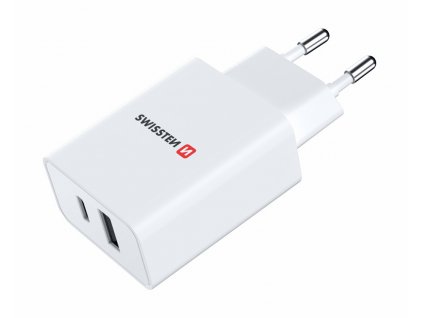 Adaptér - Swissten - USB-A/USB-C - 30W - Bílý