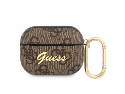 Guess 4G Script PC/PU Pouzdro pro Airpods Pro Brown